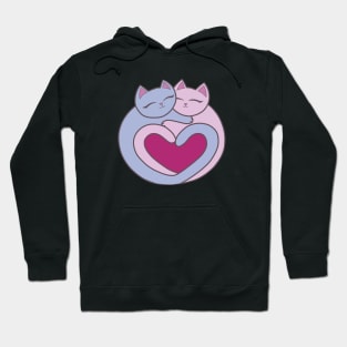 Pink Heart Love Cats Kawaii Hoodie